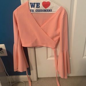 Forever 21 long sleeve tie crop top